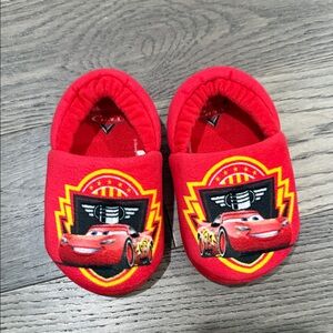 Cozy Red Kids Moccasins with Car Design